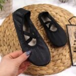Jr Nazo Black Leather Dance Ballet Shoes with Elastic Bands
