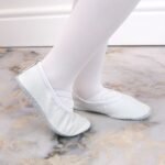 Jr Nazo Leather Dance Ballet Shoes with Elastic Bands White - Image 5