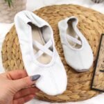 Jr Nazo Leather Dance Ballet Shoes with Elastic Bands White