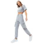 Justhype Sweat Crop T-Shirt-Cargo Joggers Tracksuit W LABON004 - Image 3