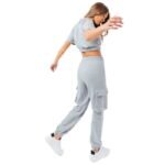 Justhype Sweat Crop T-Shirt-Cargo Joggers Tracksuit W LABON004 - Image 4