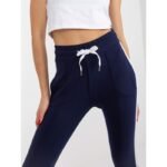 Navy blue basic sweatpants with stripes RUE PARIS (LO-DR-LK-239.14) - Image 2