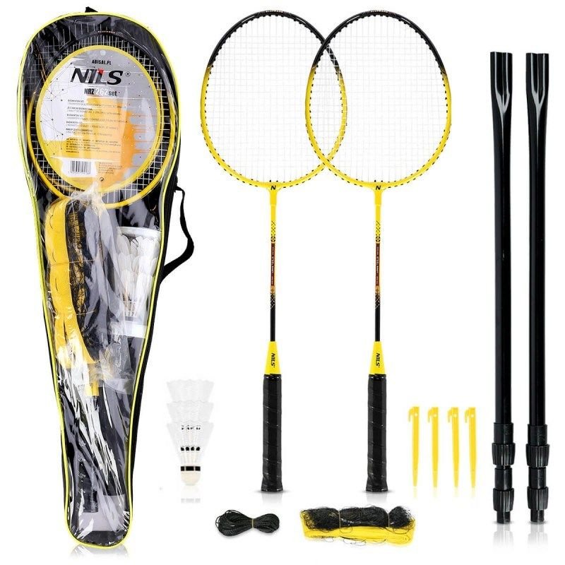 lupin-wear-ca-nils-nrz262-aluminum-badminton-set-2-rackets-3-feather-shuttlecocks-net-600x60cm-cover-1549161 NILS NRZ262 ALUMINUM badminton set 2 rackets, 3 feather shuttlecocks, net 600x60cm, cover - Image 1
