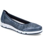Rieker L3065-14 womens comfortable openwork blue ballet flats