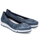 Rieker L3065-14 womens comfortable openwork blue ballet flats - Image 4
