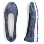 Rieker L3065-14 womens comfortable openwork blue ballet flats - Image 5
