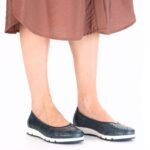 Rieker L3065-14 womens comfortable openwork blue ballet flats - Image 6