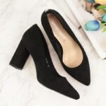 Sergio Leone W SK316A Suede Pumps on the Block Heel in Black - Image 4