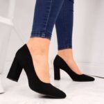 Sergio Leone W SK316A Suede Pumps on the Block Heel in Black - Image 5