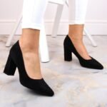 Sergio Leone W SK316A Suede Pumps on the Block Heel in Black - Image 6