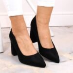 Sergio Leone W SK316A Suede Pumps on the Block Heel in Black - Image 8