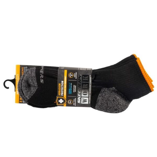 Skechers 3pk Mens Work Qtr Socks S115423-BLK Black 41-46
