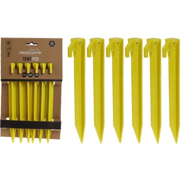 TENT PEGS 23CM SET OF 6 PLASTIC REDCLIFFS