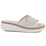 Womens beige leather wedge sandals S.Barski 7002 - Image 2