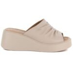 Womens beige leather wedge sandals Vinceza 66949 - Image 2
