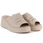 Womens beige leather wedge sandals Vinceza 66949 - Image 3