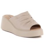 Womens beige leather wedge sandals Vinceza 66949