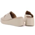 Womens beige leather wedge sandals Vinceza 66949 - Image 4