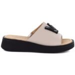 Womens beige leather wedge sandals Vinceza 66950 - Image 2