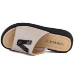 Womens beige leather wedge sandals Vinceza 66950 - Image 3