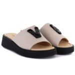 Womens beige leather wedge sandals Vinceza 66950 - Image 4