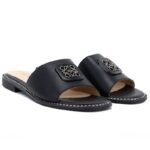 Womens black leather flip-flops S.Barski KV61-6019 - Image 4
