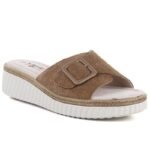 Womens brown leather wedge sandals S.Barski 7002 - Image 2
