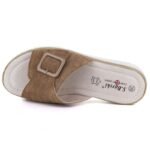 Womens brown leather wedge sandals S.Barski 7002 - Image 3