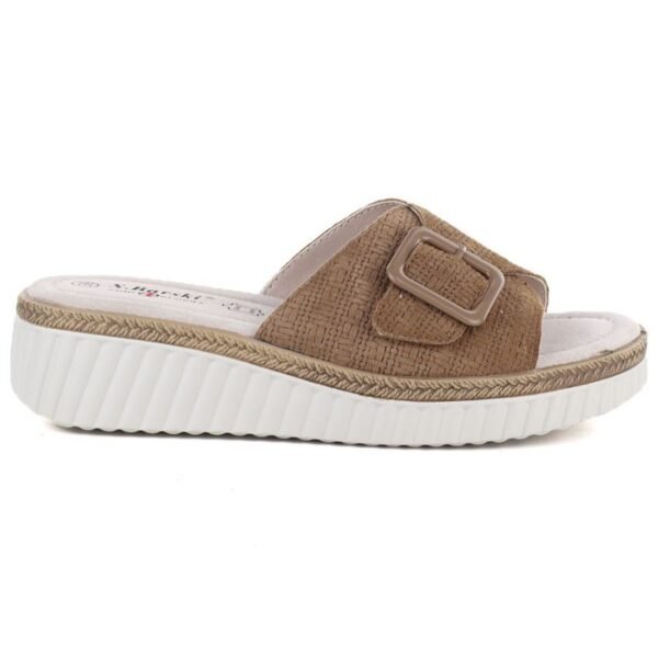 Womens brown leather wedge sandals S.Barski 7002