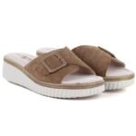 Womens brown leather wedge sandals S.Barski 7002 - Image 4