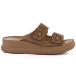 Womens brown leather wedge sandals Vinceza 66916 - Image 2