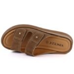 Womens brown leather wedge sandals Vinceza 66916 - Image 3