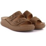 Womens brown leather wedge sandals Vinceza 66916 - Image 4
