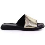 Womens gold leather flip-flops Vinceza 66914 - Image 2