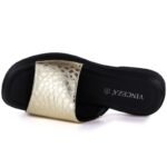 Womens gold leather flip-flops Vinceza 66914 - Image 3