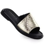 Womens gold leather flip-flops Vinceza 66914
