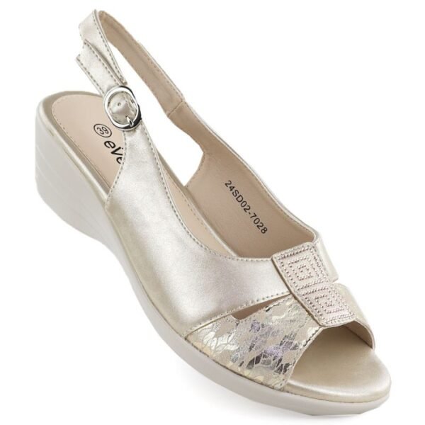 Womens gold wedge sandals eVento 7028