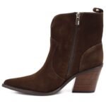 Womens leather ankle boots, insulated, brown cowboy boots, Big Star SS274473 - Image 3