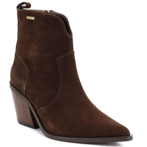 Womens leather ankle boots, insulated, brown cowboy boots, Big Star SS274473