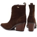Womens leather ankle boots, insulated, brown cowboy boots, Big Star SS274473 - Image 4