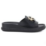 Womens leather wedge sandals, black, S.Barski KV61-6046 - Image 2