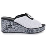 Womens leather wedge sandals, white, S.Barski 7012 - Image 2