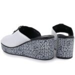 Womens leather wedge sandals, white, S.Barski 7012 - Image 3