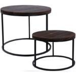 2-IN-1 COFFEE TABLE SET, WOODEN TABLETOP 50/57CM - Image 2