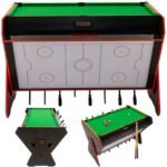 3-in-1 ROTARY GAME TABLE BILLIARDS TABLE FOOTBALL AIR HOOK-UP 121x84.5x85.3CM BLACK - Image 4