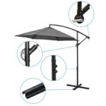 300CM FOLDING GARDEN UMBRELLA ON A BOOM, ANTHRACITE GREY - Image 8