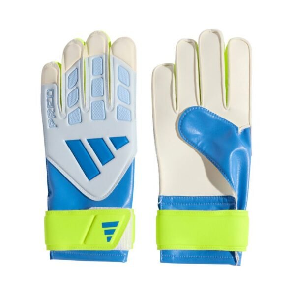 adidas Predator Training Kids Goalkeeper Gloves White, Yellow, and Blue KA7793