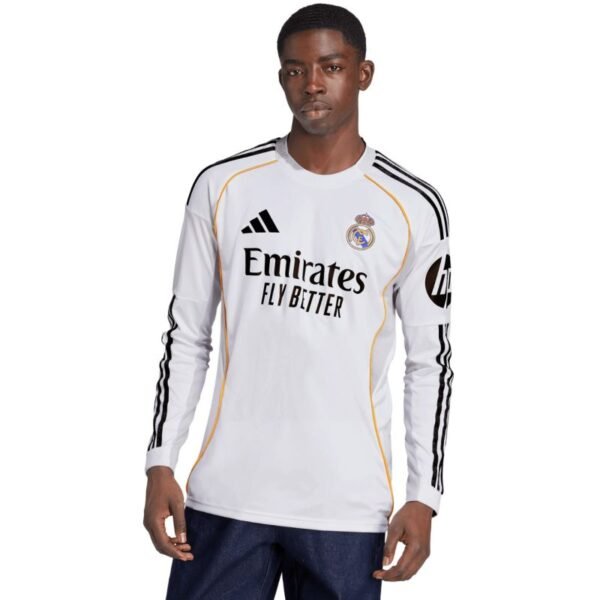 adidas Real Madrid 25/26 Long Sleeve Home Mens Jersey White JN8884