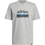 adidas Sportsman Mountain Graphic Mens T-Shirt Light Gray KC9253 - Image 2