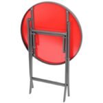 BALCONY FURNITURE SET ROUND TABLE AND 2 FOLDING CHAIRS RED - Image 3